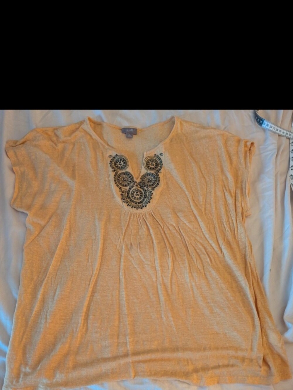 J. Jill Linen Boho Embroidered Linen Top